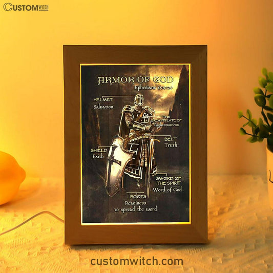 Armor Of God The Knight Of God Warrior Painting - Under The Command Of God Frame Lamp Art - Christian Night Light