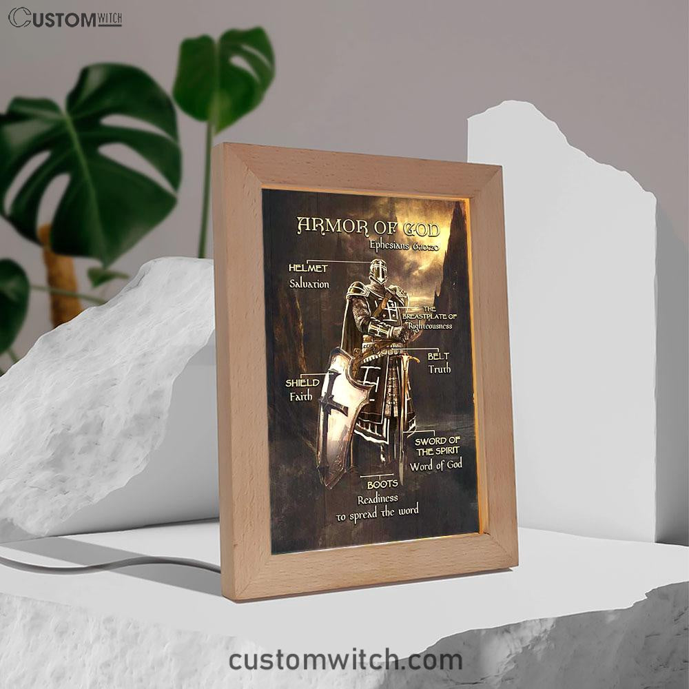 Armor Of God The Knight Of God Warrior Painting - Under The Command Of God Frame Lamp Art - Christian Night Light