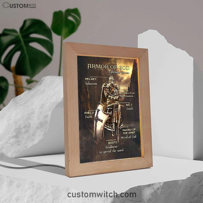 Armor Of God The Knight Of God Warrior Painting - Under The Command Of God Frame Lamp Art - Christian Night Light