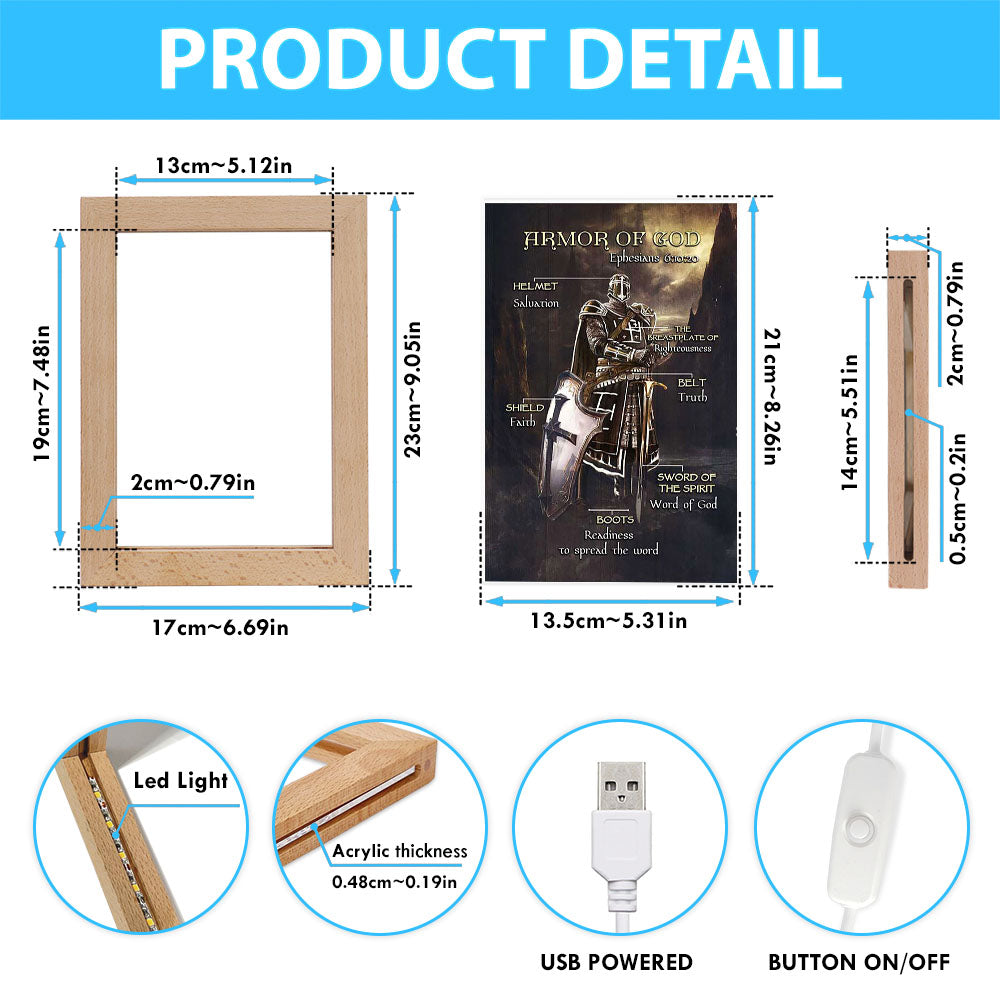 Armor Of God The Knight Of God Warrior Painting - Under The Command Of God Frame Lamp Art - Christian Night Light