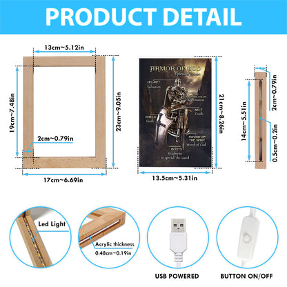 Armor Of God The Knight Of God Warrior Painting - Under The Command Of God Frame Lamp Art - Christian Night Light