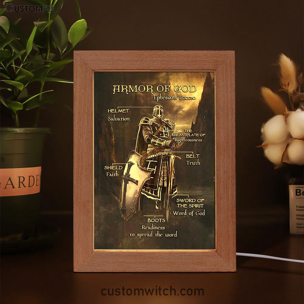 Armor Of God The Knight Of God Warrior Painting - Under The Command Of God Frame Lamp Art - Christian Night Light