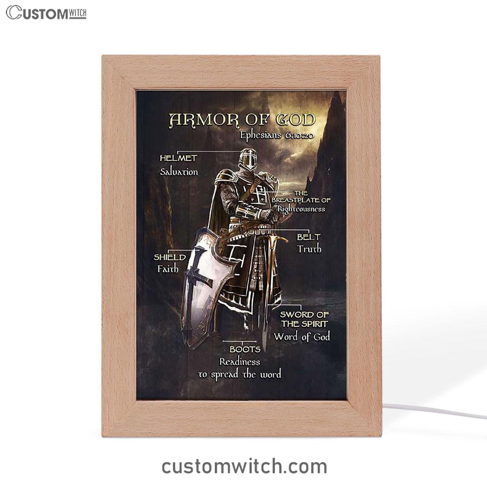 Armor Of God The Knight Of God Warrior Painting - Under The Command Of God Frame Lamp Art - Christian Night Light