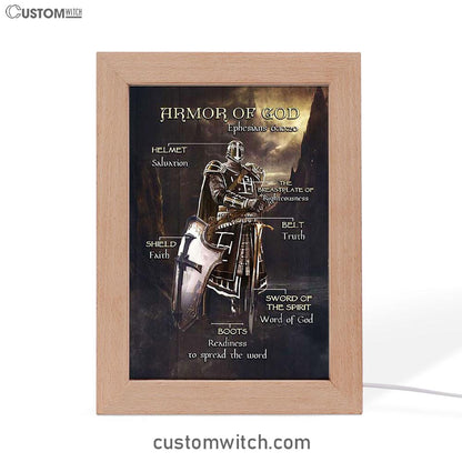 Armor Of God The Knight Of God Warrior Painting - Under The Command Of God Frame Lamp Art - Christian Night Light