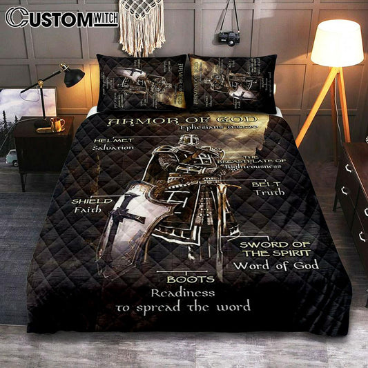 Armor Of God The Knight Of God Warrior Painting - Under The Command Of God Quilt Bedding Set Bedroom - Christian Quilt Bedding Set Prints