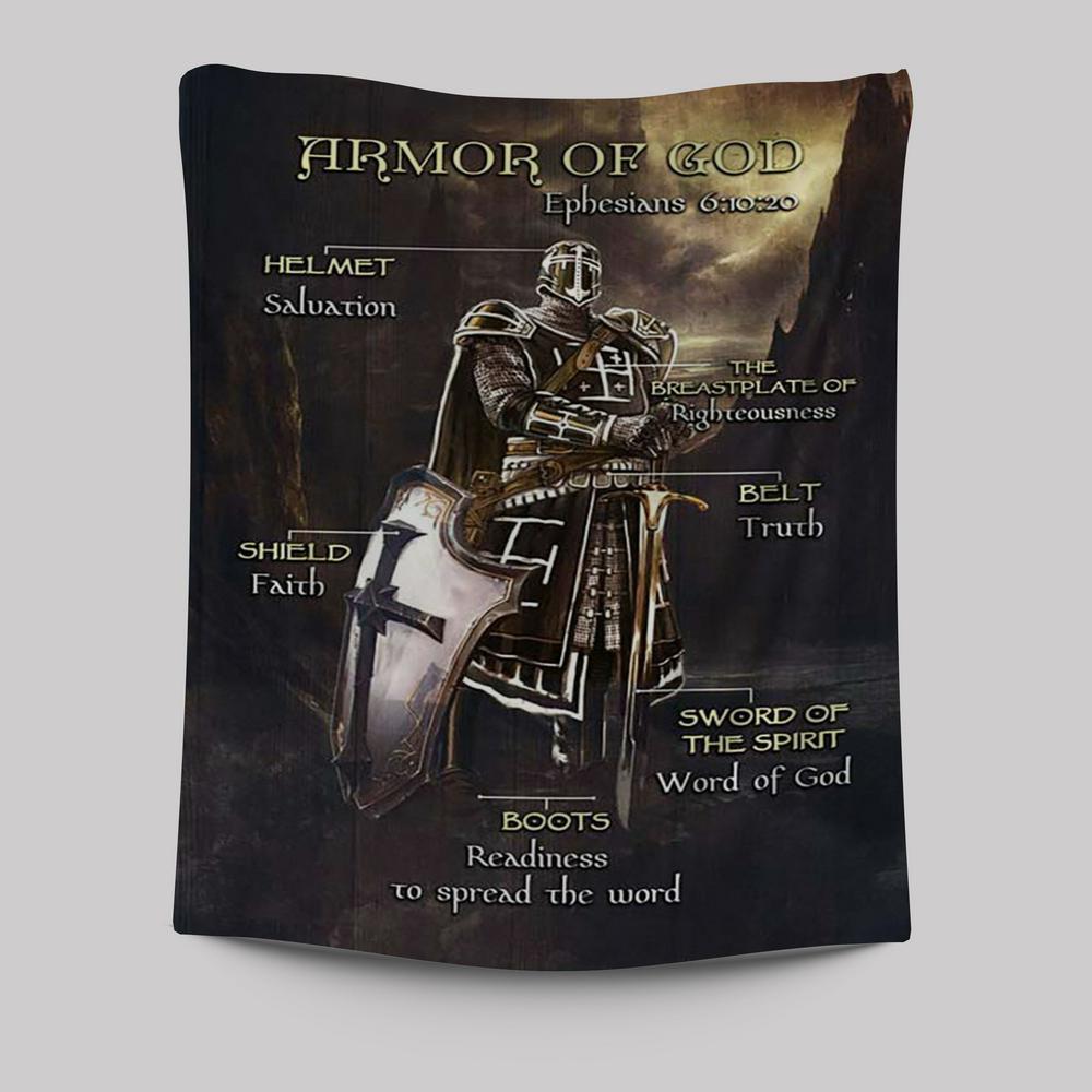 Armor Of God The Knight Of God Warrior Painting - Under The Command Of God Tapestry Wall Art - Christian Tapestries Prints