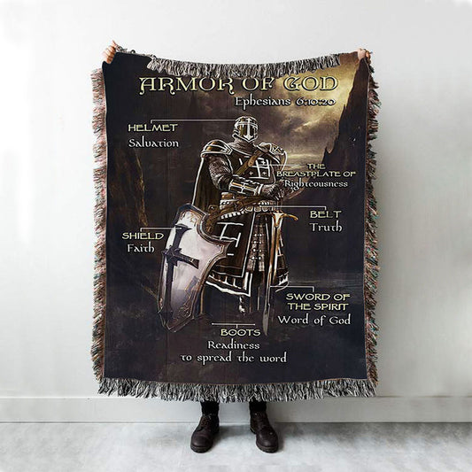 Armor Of God The Knight Of God Warrior Painting - Under The Command Of God Woven Throw Blanket - Christian Woven Blanket Prints