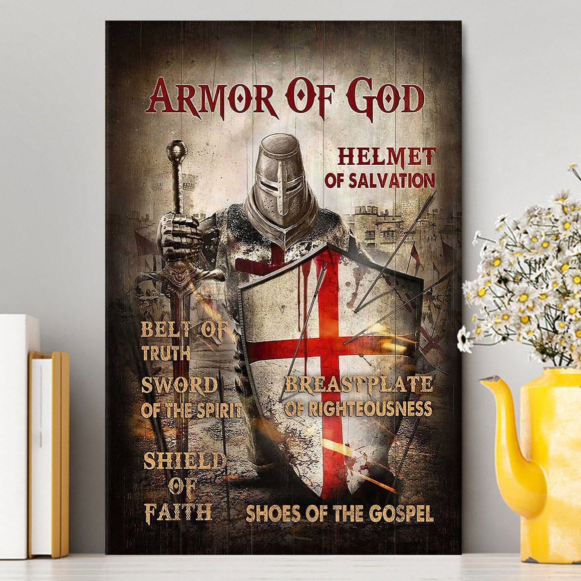Armor Of God Warrior Canvas Art - Christian Art - Bible Verse Wall Art - Religious Home Decor