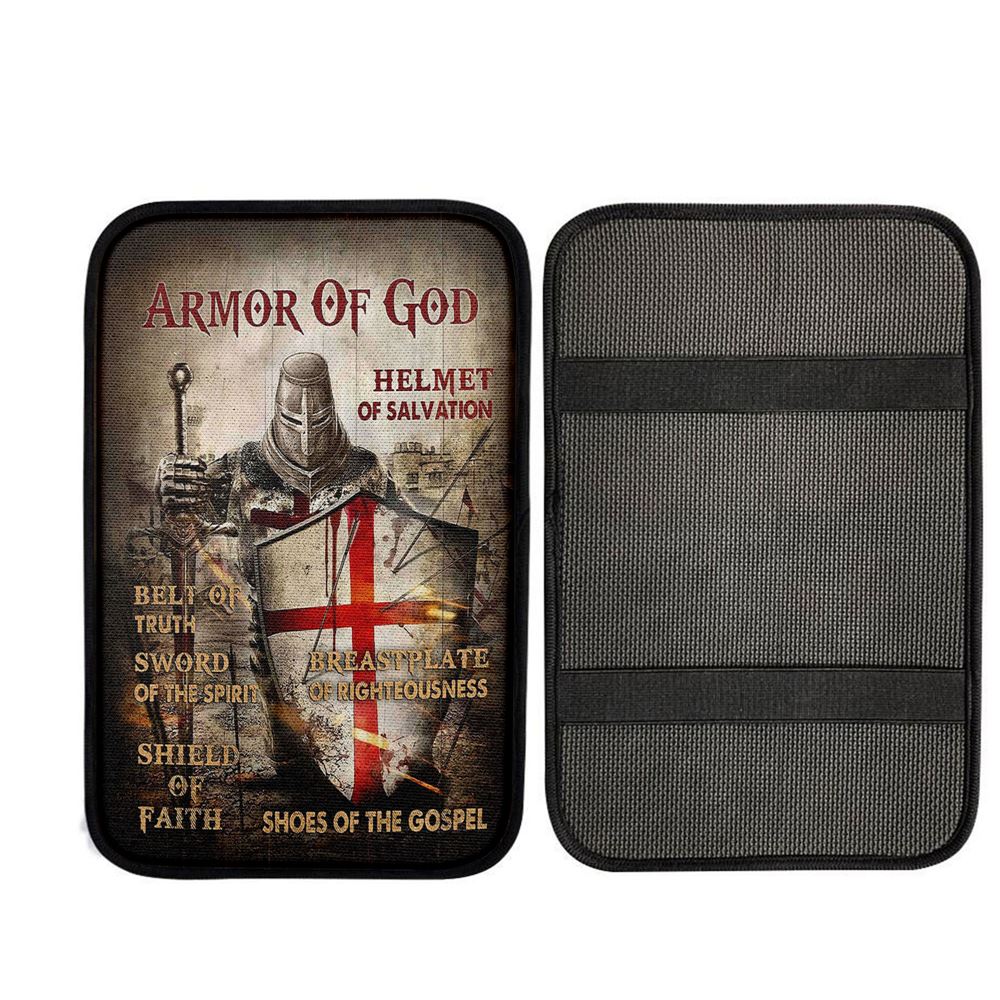 Armor Of God Warrior Car Center Console Cover, Christian Auto Armrest Cover