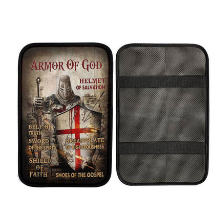 Armor Of God Warrior Car Center Console Cover, Christian Auto Armrest Cover