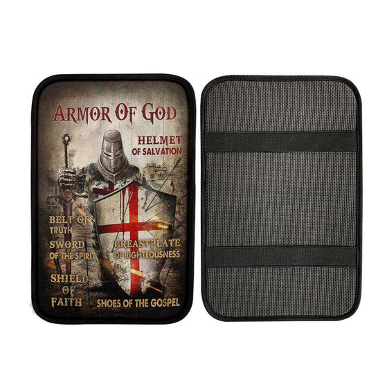 Armor Of God Warrior Car Center Console Cover, Christian Auto Armrest Cover