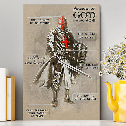 Armor Of God Warrior Jesus Faith Christian Canvas Wall Art - Christian Home Decor - Religious Art