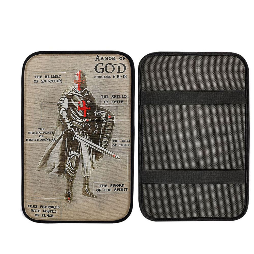 Armor Of God Warrior Jesus Faith Christian Car Center Console Cover, Christian Auto Armrest Cover