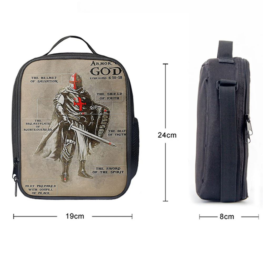 Armor Of God Warrior Jesus Faith Christian Lunch Bag, Christian Lunch Bag For School, Picnic, Religious Lunch Bag