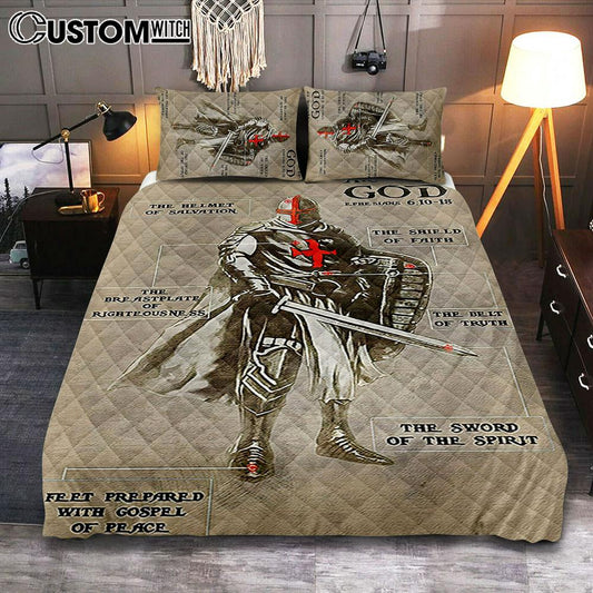 Armor Of God Warrior Jesus Faith Christian Quilt Bedding Set Bedroom - Christian Home Decor - Religious Art