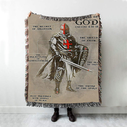 Armor Of God Warrior Jesus Faith Christian Woven Throw Blanket - Christian Home Decor - Religious Art