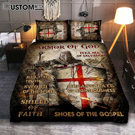 Armor Of God Warrior Quilt Bedding Set Art - Christian Art - Bible Verse Bedroom - Religious Home Decor