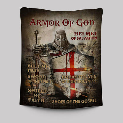 Armor Of God Warrior Tapestry Art - Christian Art - Bible Verse Wall Art - Religious Home Decor