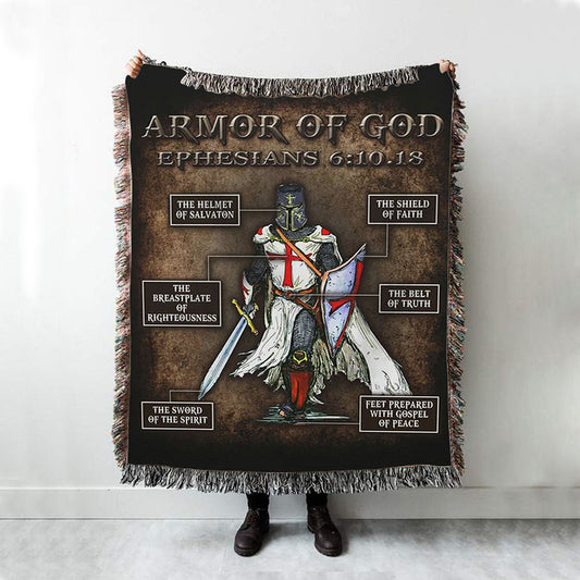 Armor Of God Woven Throw Blanket - Christian Home Decor - Religious Art