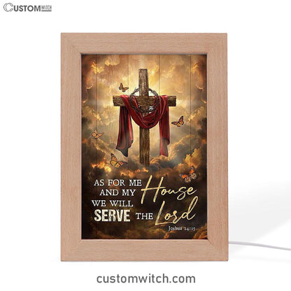As For Me And My House Big Cross Butterfly Frame Lamp Art - Christian Art - Bible Verse Art - Religious Home Decor