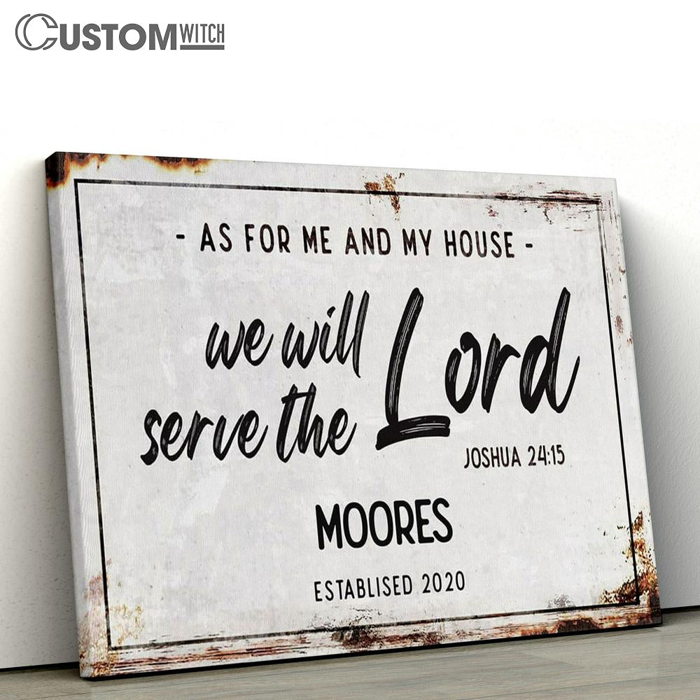 As For Me And My House Personalized Family Name Canvas Print - Inspirational Canvas Art - Scripture Wall Art