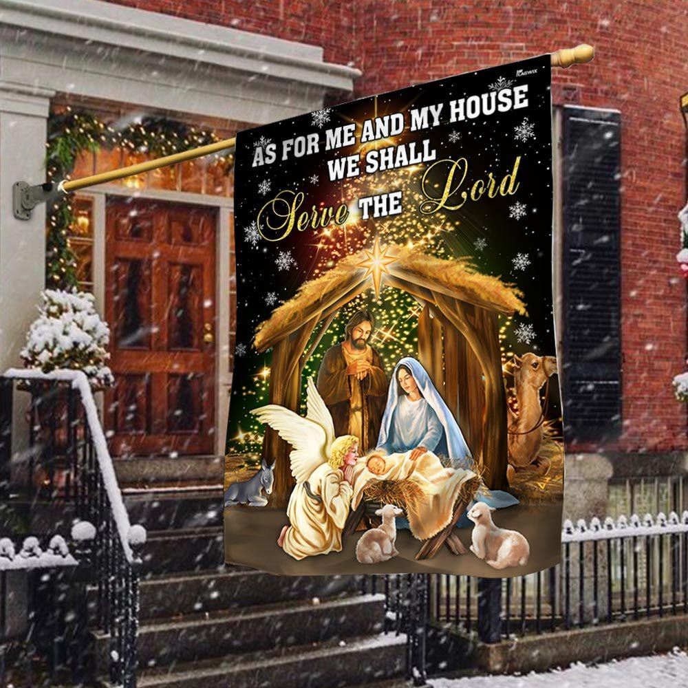 As For Me And My House We Shall Serve The Lord Flag, Christian Christmas House Flag, Christmas Outdoor Decor Ideas