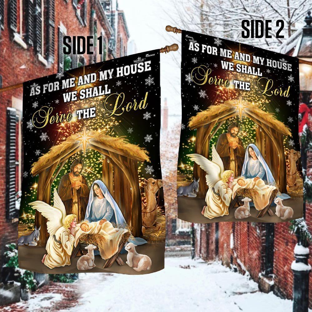 As For Me And My House We Shall Serve The Lord Flag, Christian Christmas House Flag, Christmas Outdoor Decor Ideas