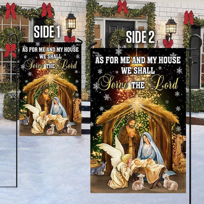 As For Me And My House We Shall Serve The Lord Flag, Christian Christmas House Flag, Christmas Outdoor Decor Ideas