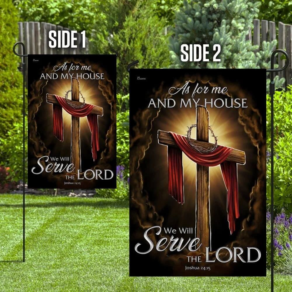 As For Me And My House We Will Serve The Lord Christian Cross House Flags, Christian Flag, Scripture Flag, Garden Banner