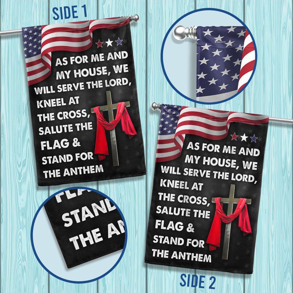 As For Me And My House We Will Serve The Lord Flag, Jesus Cross American House Flags, Christian Flag, Scripture Flag, Garden Banner