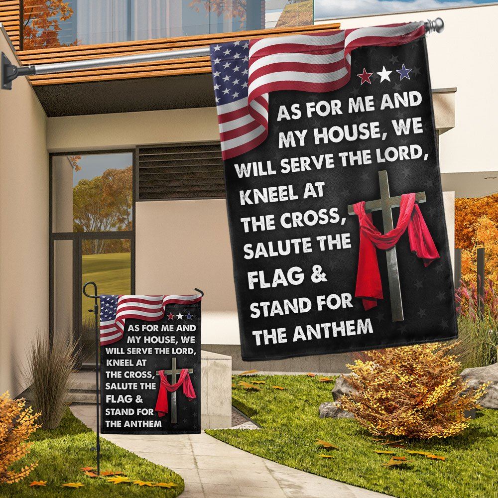 As For Me And My House We Will Serve The Lord Flag, Jesus Cross American House Flags, Christian Flag, Scripture Flag, Garden Banner