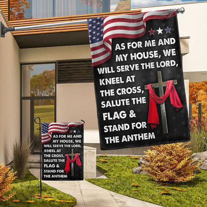 As For Me And My House We Will Serve The Lord Flag, Jesus Cross American House Flags, Christian Flag, Scripture Flag, Garden Banner