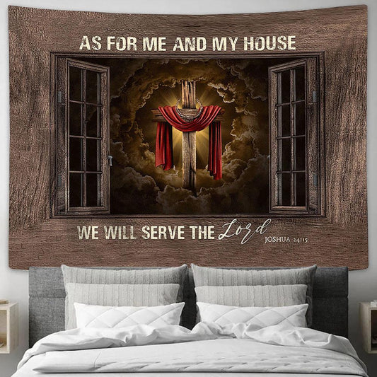 As For Me And My House We Will Serve The Lord Tapestry Prints - Religious Tapestry Art - Christian Home Decor