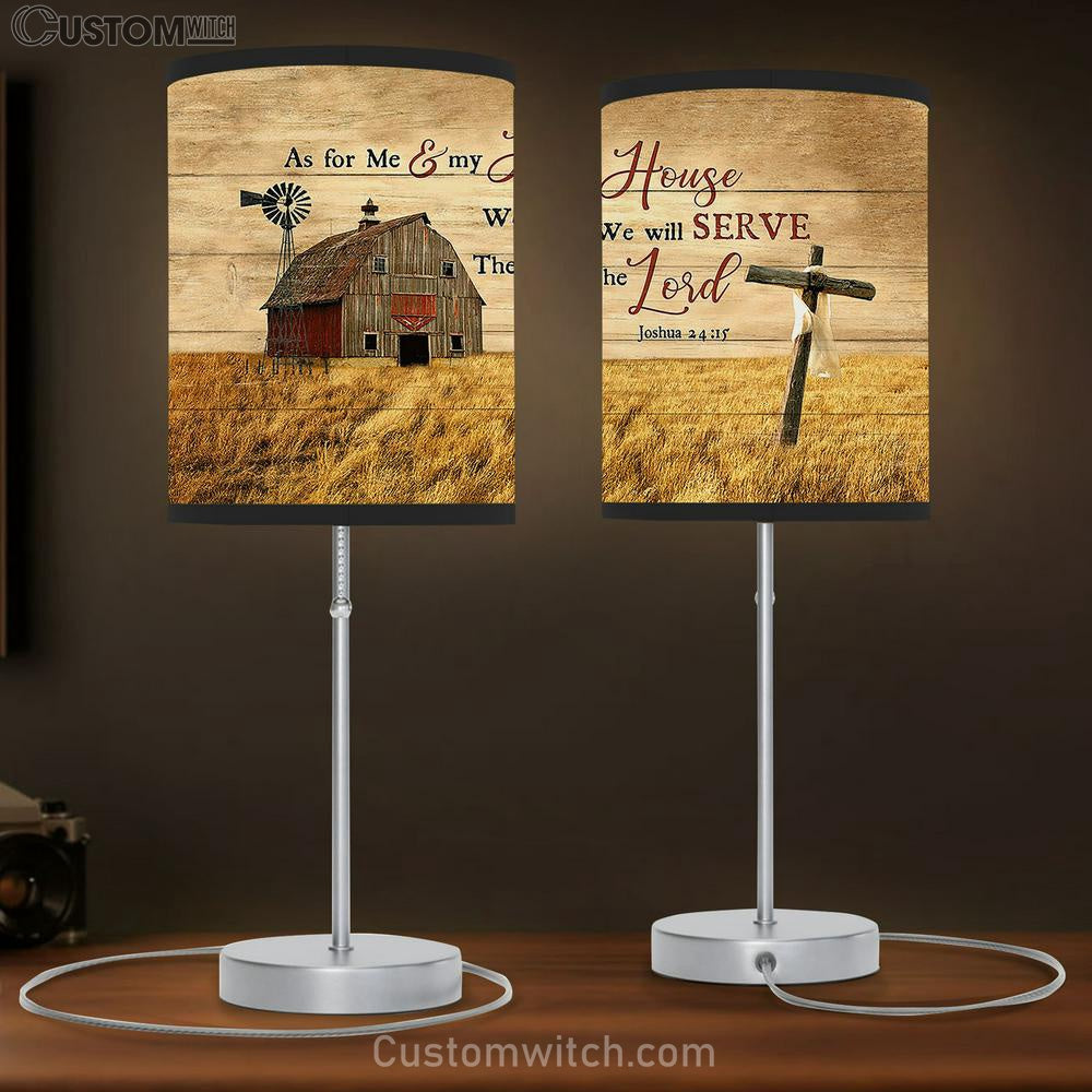 As For Me And My House We Will Serve The Lord The Cross Heaven's Light Table Lamb Prints - Religious Table Lamb Art