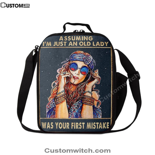 Assuming I'M Just An Old Lady Lunch Bag, Boho Hippie Lunch Bag, Bohemian Lunch Box, Gift For Women