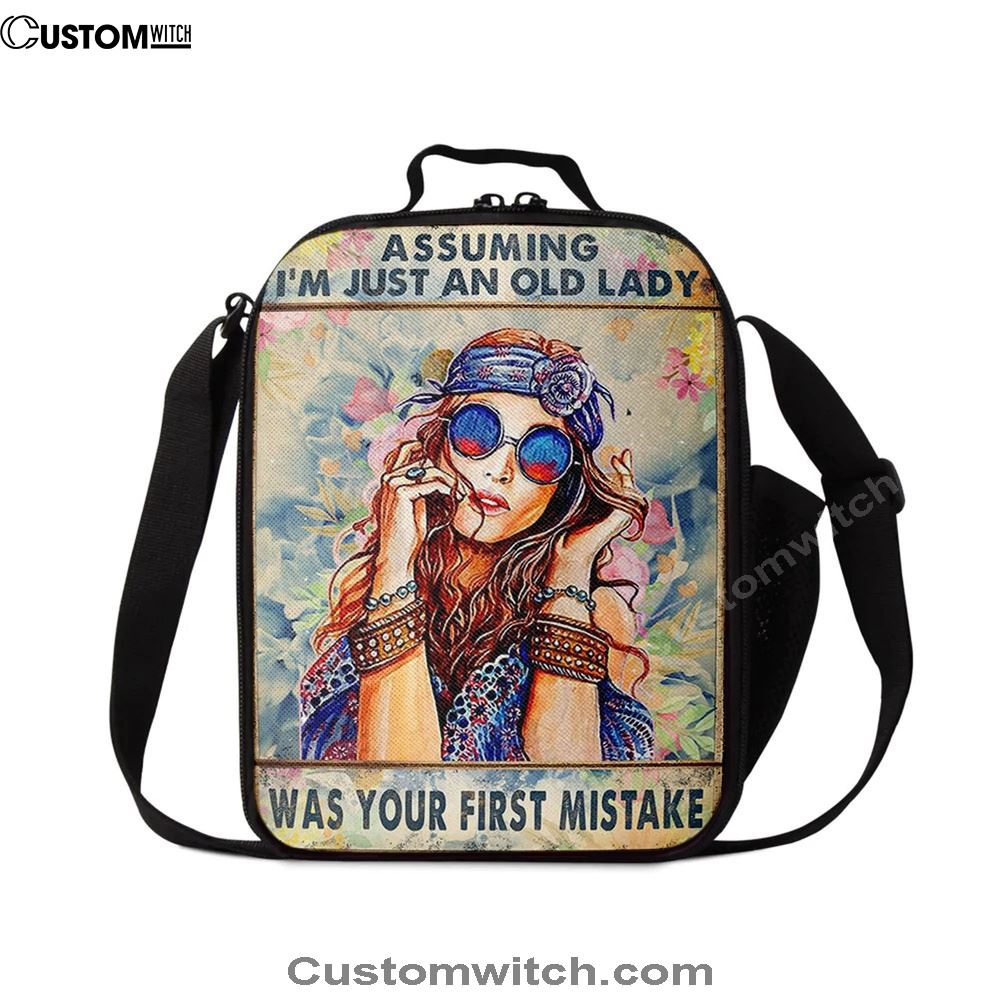 Assuming I'M Just An Old Lady Lunch Bag, Hippie Bohemian Lunch Bag, Boho Lunch Box, Gift For Women