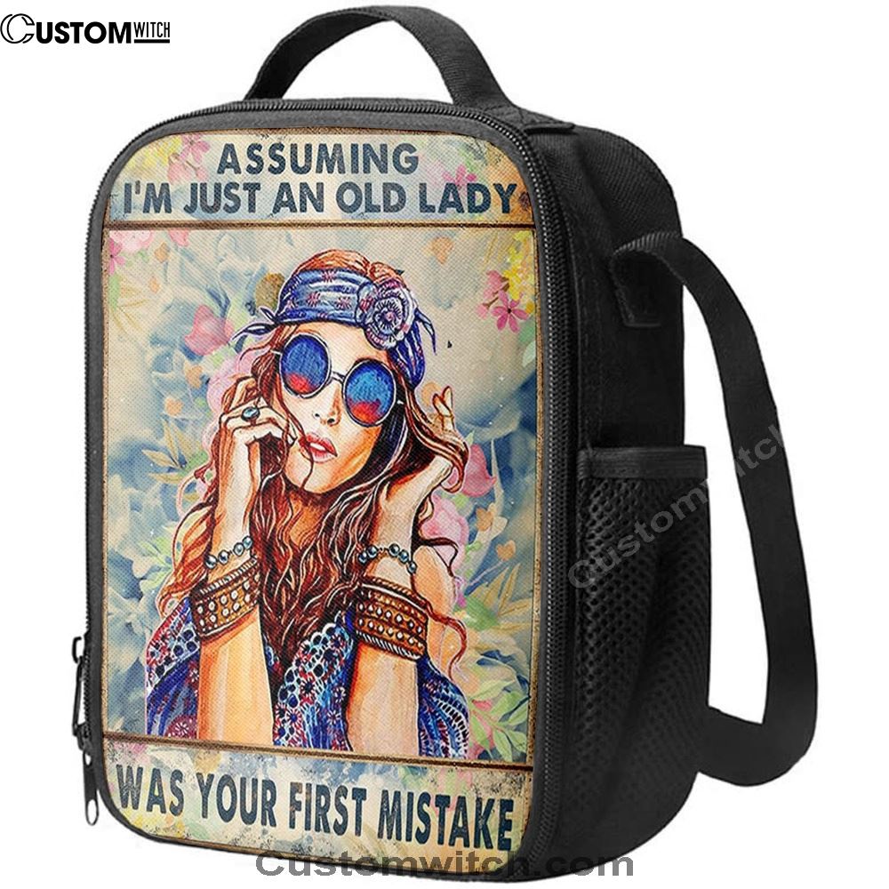 Assuming I'M Just An Old Lady Lunch Bag, Hippie Bohemian Lunch Bag, Boho Lunch Box, Gift For Women