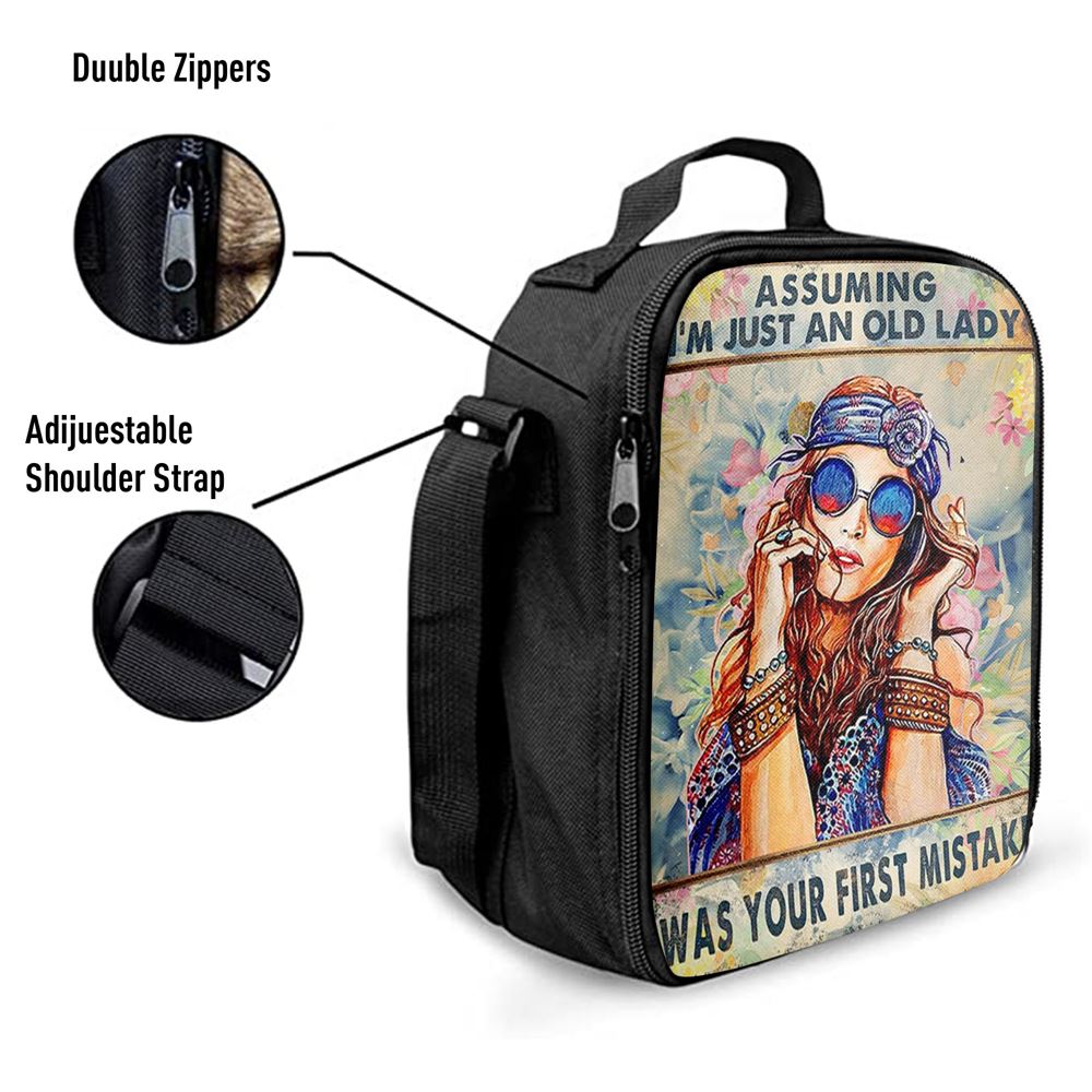 Assuming I'M Just An Old Lady Lunch Bag, Hippie Bohemian Lunch Bag, Boho Lunch Box, Gift For Women