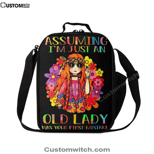 Assuming I'M Just An Old Lady Lunch Bag, Hippie Lunch Bag, Pshycadellic Lunch Box, Gift For Women