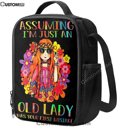Assuming I'M Just An Old Lady Lunch Bag, Hippie Lunch Bag, Pshycadellic Lunch Box, Gift For Women