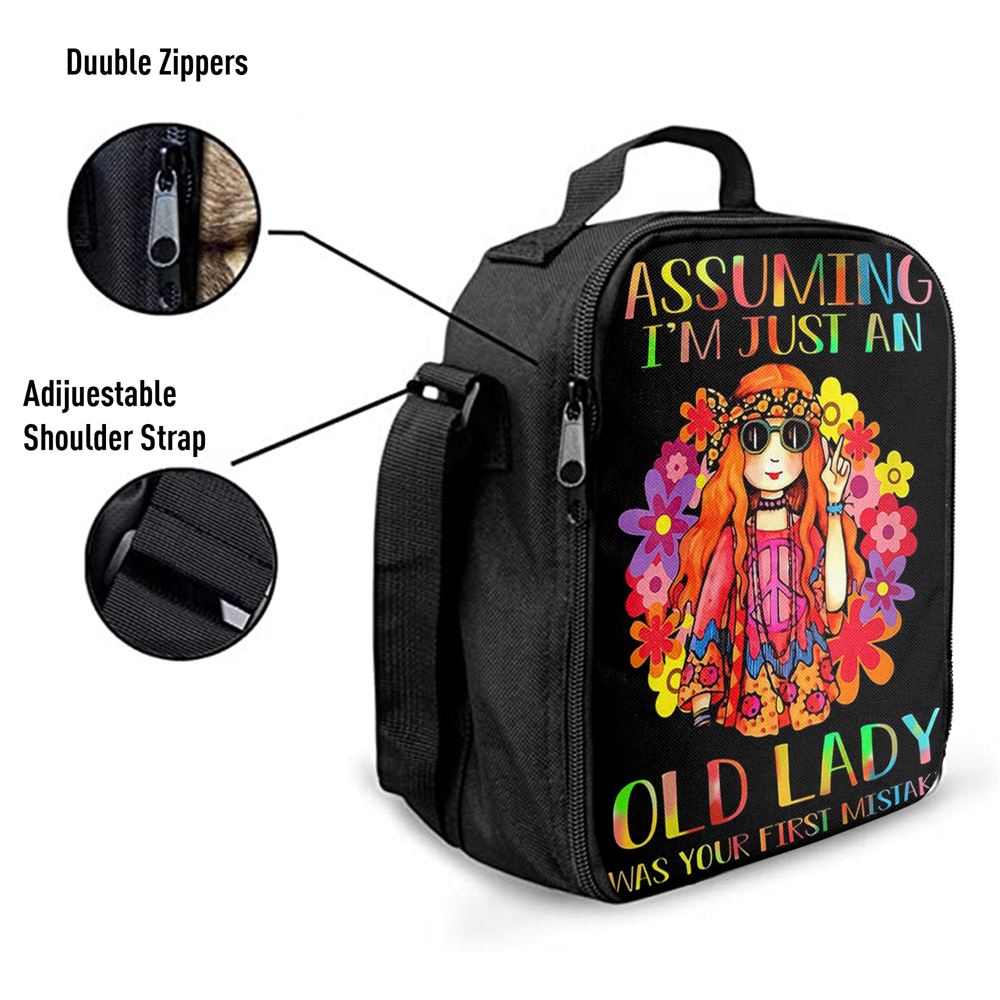 Assuming I'M Just An Old Lady Lunch Bag, Hippie Lunch Bag, Pshycadellic Lunch Box, Gift For Women