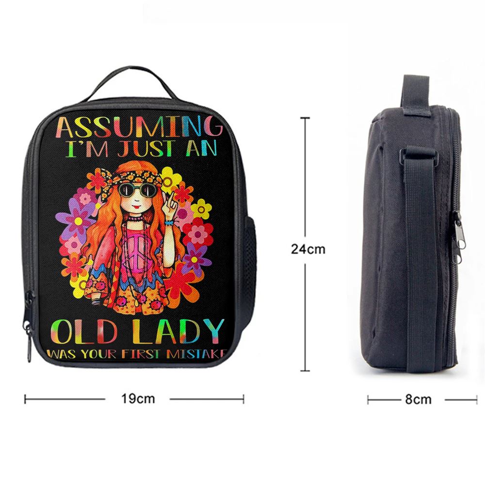 Assuming I'M Just An Old Lady Lunch Bag, Hippie Lunch Bag, Pshycadellic Lunch Box, Gift For Women