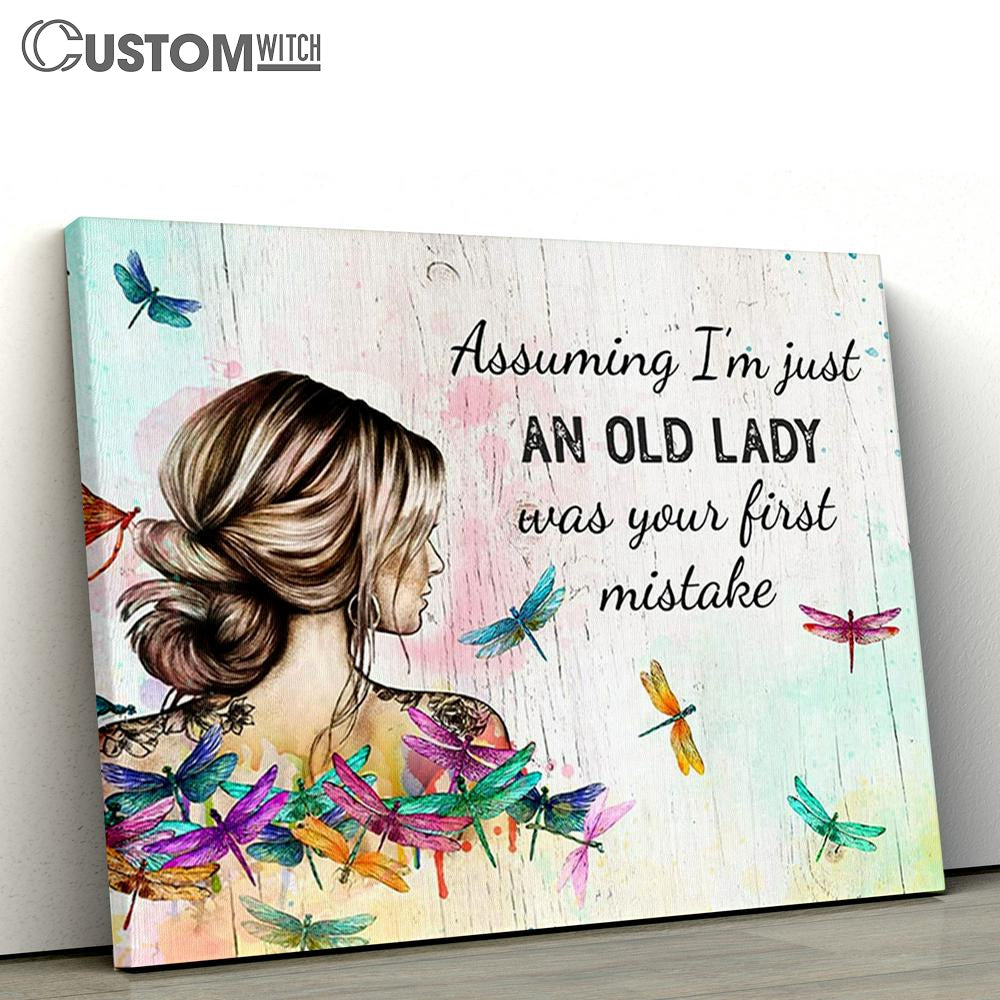 Assuming I'm Just An Old Lady Canvas Wall Art - 40th 50th 60th 70th Birthday Gifts for Women