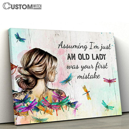 Assuming I'm Just An Old Lady Canvas Wall Art - 40th 50th 60th 70th Birthday Gifts for Women