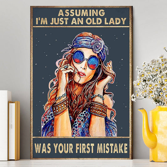 Assuming I'm Just An Old Lady Canvas Wall Art - Boho Hippie Room Decor - Bohemian Room Decor - Gift For Women