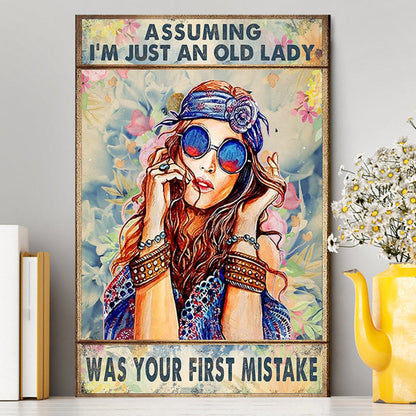 Assuming I'm Just An Old Lady Canvas Wall Art - Hippie Bohemian Wall Decor - Boho Wall Art - Gift For Women
