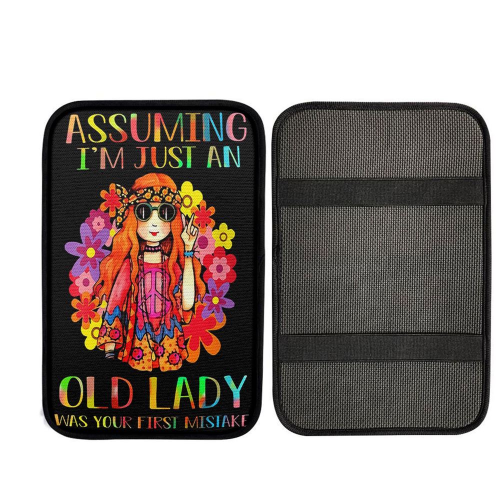 Assuming I'm Just An Old Lady Car Armrest Pad Car Center Console Cover - Hippie Car Armrest Pad - Pshycadellic Car Armrest Pad