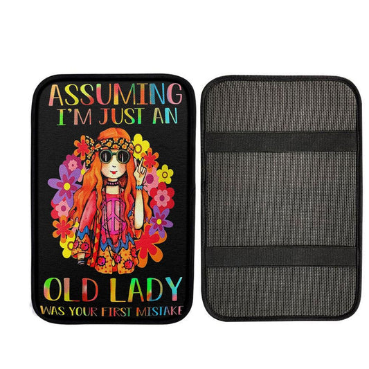 Assuming I'm Just An Old Lady Car Armrest Pad Car Center Console Cover - Hippie Car Armrest Pad - Pshycadellic Car Armrest Pad