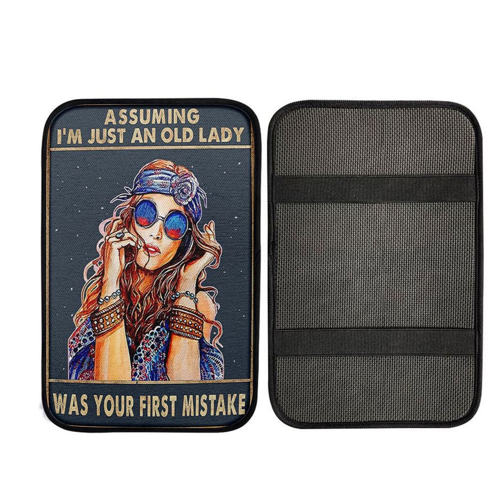 Assuming I'm Just An Old Lady Car Center Console Cover - Boho Hippie Room - Bohemian Car Armrest Pad - Gift For Women