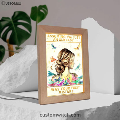 Assuming I'm Just An Old Lady Frame Lamp - Boho-Chic Art Decor - 40th 50th 60th 70th Birthday Gift For Women Bff, Grandmother Gift